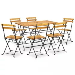   7 részes összecsukható kültéri tömör akácfa étkezőszett