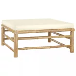 11 részes bambusz kerti ülőgarnitúra krémfehér párnákkal