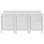 rozsdamentes acél kereskedelmi munkapultszekrény 180x60x96 cm