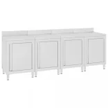 rozsdamentes acél kereskedelmi munkapultszekrény 240x60x96 cm