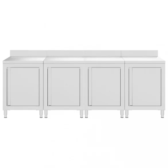 rozsdamentes acél kereskedelmi munkapultszekrény 240x60x96 cm