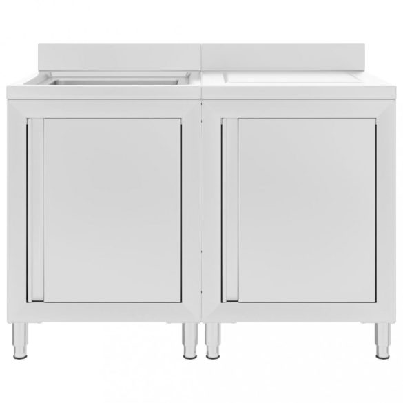 rozsdamentes acél kereskedelmi konyhai mosogató 120 x 60 x 96 cm