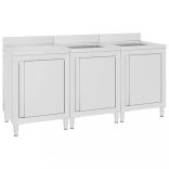 rozsdamentes acél kereskedelmi konyhai mosogató 180 x 60 x 96 cm