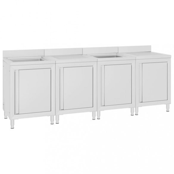 rozsdamentes acél kereskedelmi konyhai mosogató 240 x 60 x 96 cm