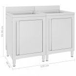 2 db rozsdamentes acél kereskedelmi konyhai mosogatószekrény