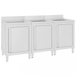 3 db rozsdamentes acél kereskedelmi konyhai mosogatószekrény