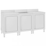 rozsdamentes acél kereskedelmi konyhai mosogató 180 x 60 x 96 cm