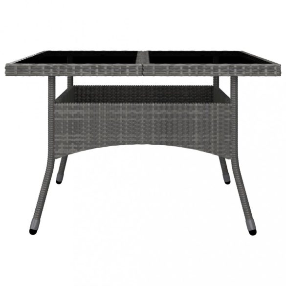 9 részes szürke polyrattan és üveg kerti étkezőgarnitúra