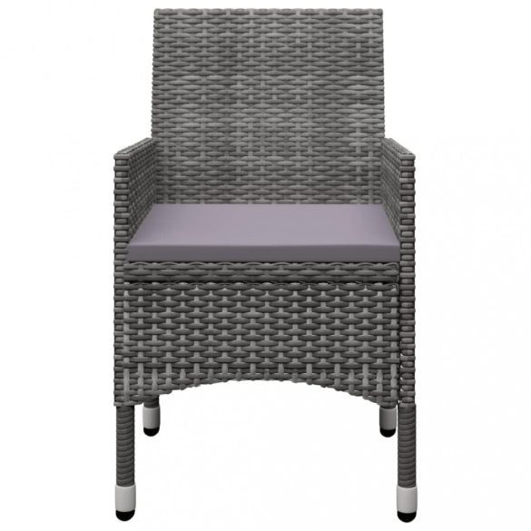 9 részes szürke polyrattan és üveg kerti étkezőgarnitúra