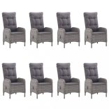 9 részes szürke polyrattan és üveg kerti étkezőgarnitúra