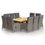 11 részes szürke polyrattan kerti étkezőgarnitúra