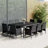 11 részes szürke polyrattan kerti étkezőgarnitúra