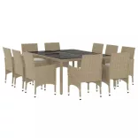 11 részes bézs kerti polyrattan étkezőgarnitúra