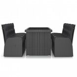 9 részes fekete polyrattan kültéri étkezőszett párnákkal