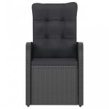 9 részes fekete polyrattan kültéri étkezőszett párnákkal