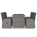 7 részes szürke polyrattan kültéri étkezőgarnitúra párnákkal