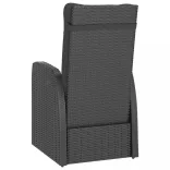 7 részes fekete polyrattan kültéri étkezőszett párnákkal