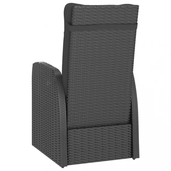 7 részes fekete polyrattan kültéri étkezőszett párnákkal