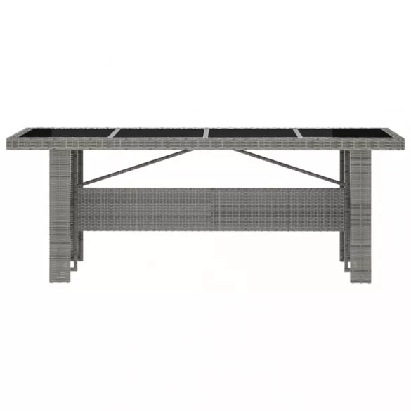 11 részes szürke polyrattan kültéri étkezőszett párnákkal