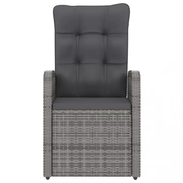 11 részes szürke polyrattan kültéri étkezőszett párnákkal