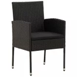 9 részes fekete polyrattan kerti étkezőgarnitúra