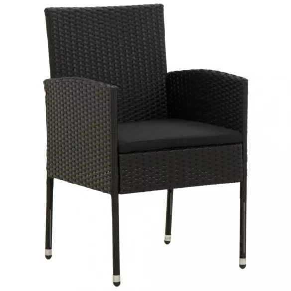 9 részes fekete polyrattan kerti étkezőgarnitúra