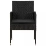 9 részes fekete polyrattan kerti étkezőgarnitúra