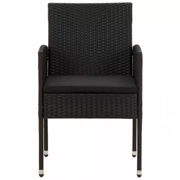 9 részes fekete polyrattan kerti étkezőgarnitúra