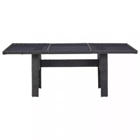 9 részes fekete polyrattan kerti étkezőgarnitúra