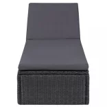 11 részes fekete polyrattan kerti étkezőgarnitúra