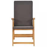 7 részes tömör tíkfa kerti étkezőgarnitúra szürke párnákkal