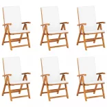 7 részes tömör tíkfa kerti étkezőgarnitúra párnákkal