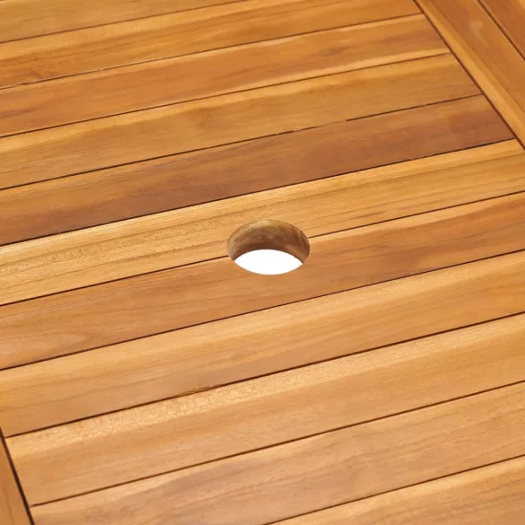 7 részes tömör tíkfa kerti étkezőgarnitúra szürke párnákkal