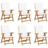 7 részes tömör tíkfa kerti étkezőgarnitúra párnákkal