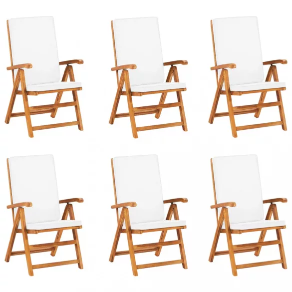 7 részes tömör tíkfa kerti étkezőgarnitúra párnákkal