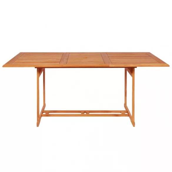 7 részes tömör tíkfa kerti étkezőgarnitúra szürke párnákkal