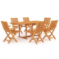 7 részes tömör tíkfa kerti étkezőgarnitúra