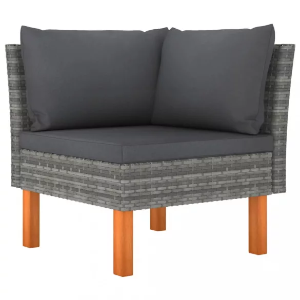 7 részes szürke polyrattan kerti ülőgarnitúra párnákkal