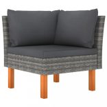 9 részes szürke polyrattan kerti ülőgarnitúra párnákkal