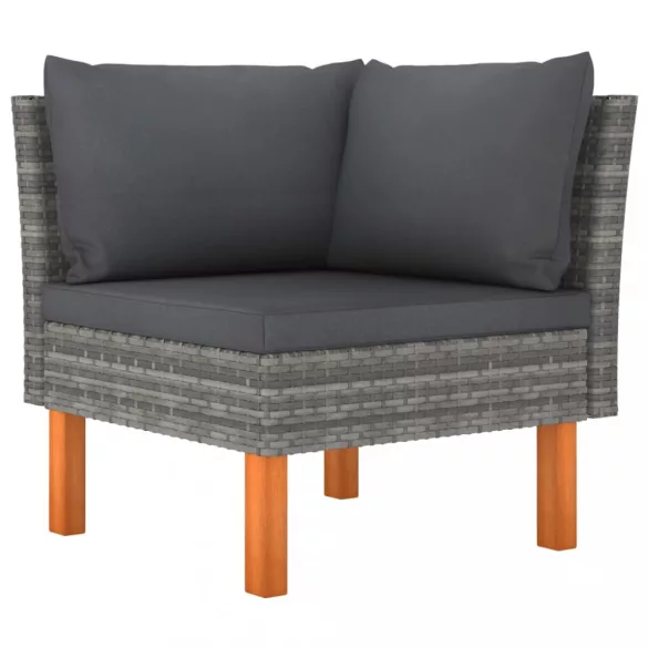 10 részes szürke polyrattan kerti ülőgarnitúra párnákkal