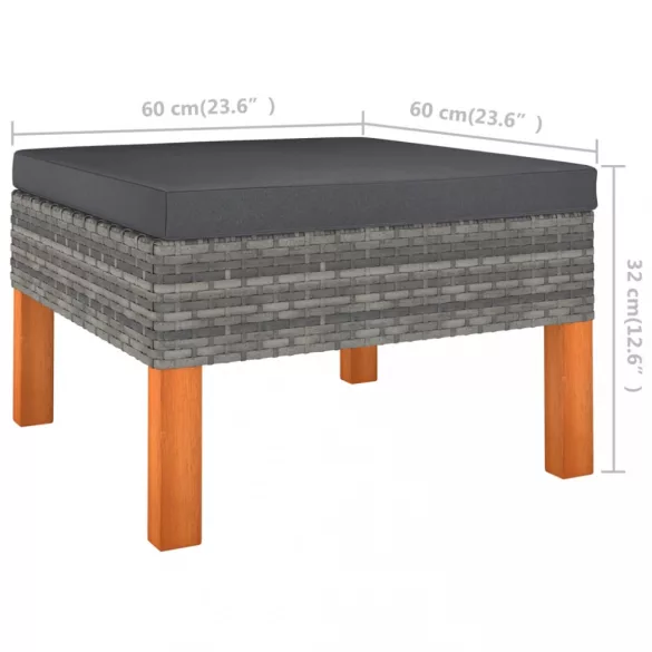 12 részes szürke polyrattan kerti ülőgarnitúra párnákkal
