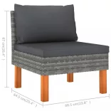 12 részes szürke polyrattan kerti ülőgarnitúra párnákkal