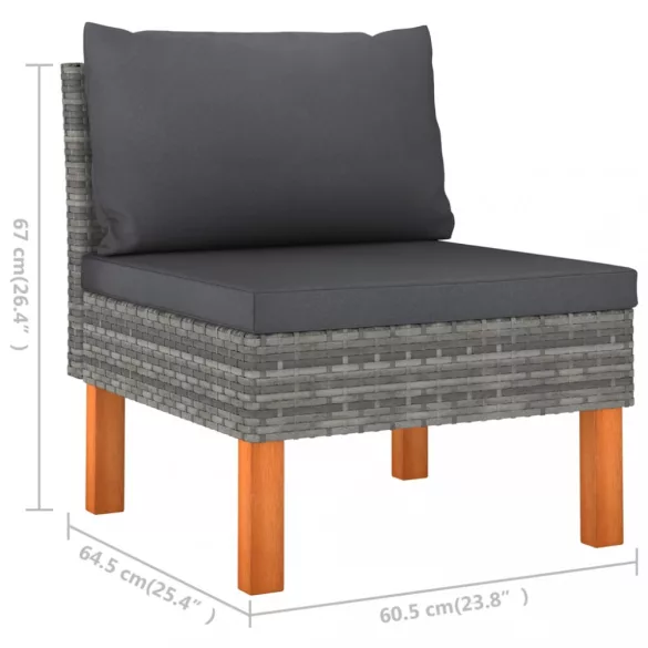 12 részes szürke polyrattan kerti ülőgarnitúra párnákkal