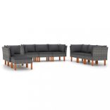 9 részes szürke polyrattan kerti ülőgarnitúra párnákkal