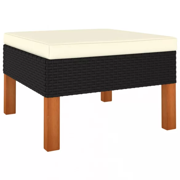 7 részes fekete polyrattan kerti ülőgarnitúra párnákkal