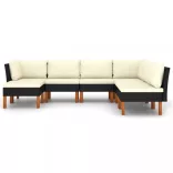 7 részes fekete polyrattan kerti ülőgarnitúra párnákkal