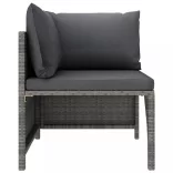 11 részes szürke polyrattan kerti ülőgarnitúra párnákkal