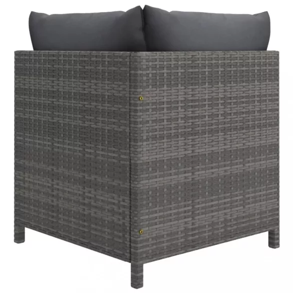 11 részes szürke polyrattan kerti ülőgarnitúra párnákkal