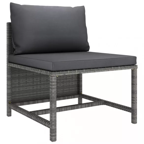11 részes szürke polyrattan kerti ülőgarnitúra párnákkal