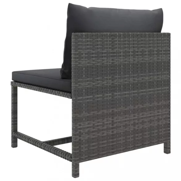 11 részes szürke polyrattan kerti ülőgarnitúra párnákkal